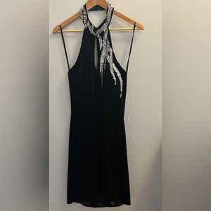 Black velvet cocktail dress